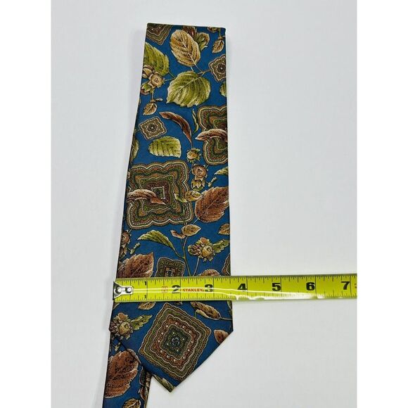 Woolrich Silk Tie Men's Nature Themed Blue, Brown, Green - Picture 8 of 8